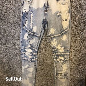 Crysp Denim Men's Distressed Skinny Jeans Blue Size 30 Streetwear
